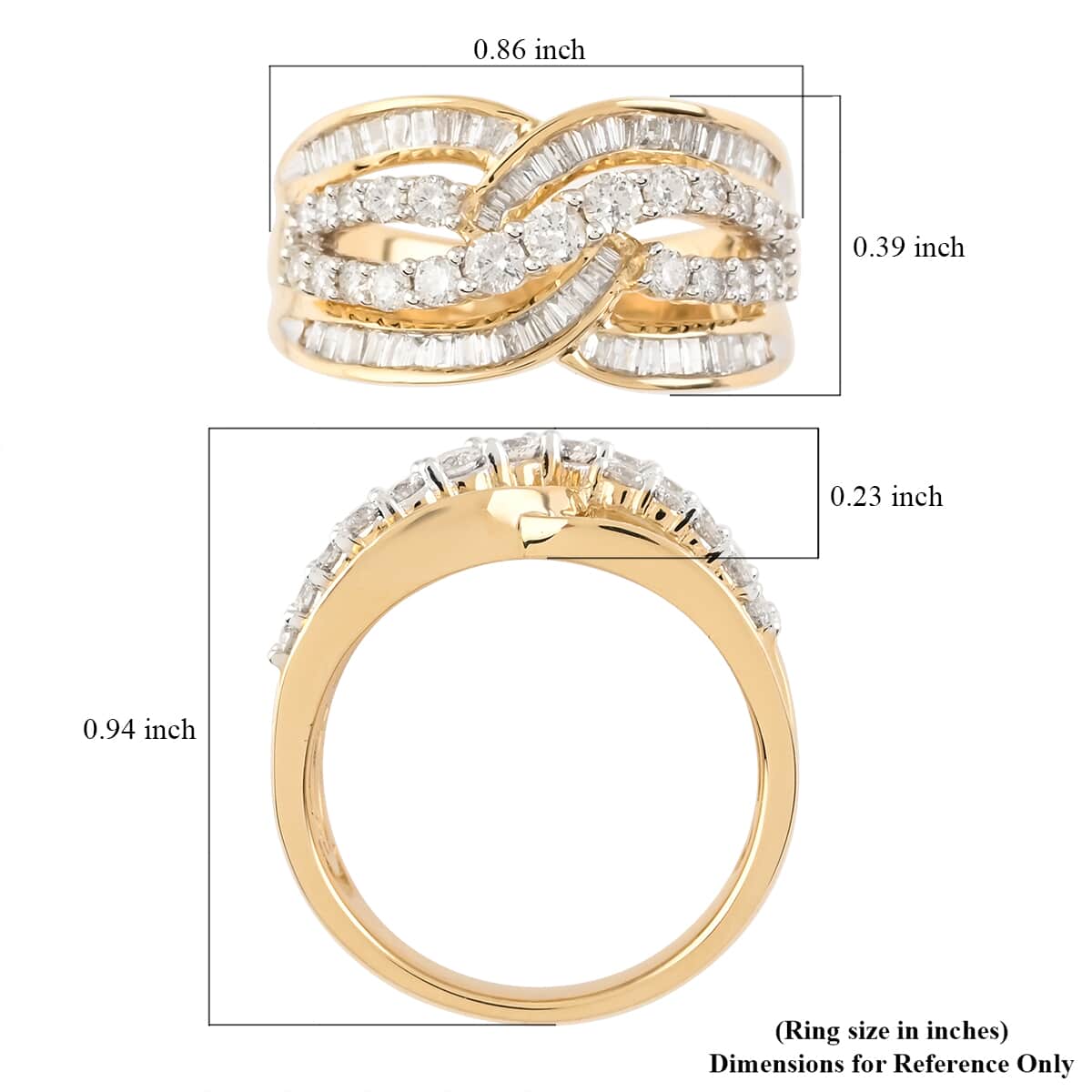 NY Closeout 10K Yellow Gold G-H I2 Diamond Twisted Fashion Ring (Size 7.0) 6.25 Grams 1.00 ctw image number 4
