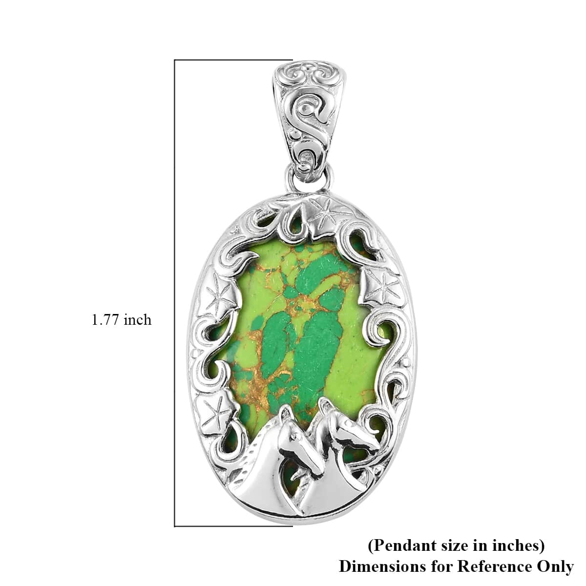 Mojave Green Turquoise Solitaire Pendant in Platinum Over Copper with Magnet 27.60 ctw image number 4