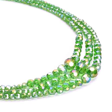 Green Magic Glass Beaded 3 Row Necklace 20-22 Inches in Silvertone image number 2