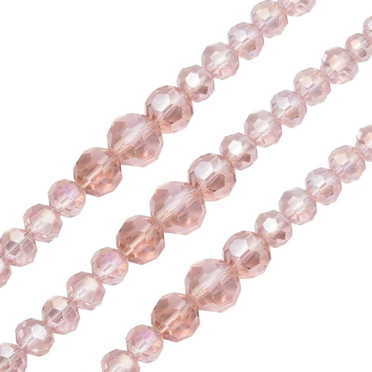 Pink Magic Glass Beaded 3 Row Necklace in Silvertone 20-22 Inches image number 3