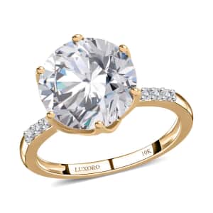 Luxoro 10K Yellow Gold Moissanite Ring, Solitaire Engagement Ring For Women, Promise Rings 4.75 ctw (Size 10.0)