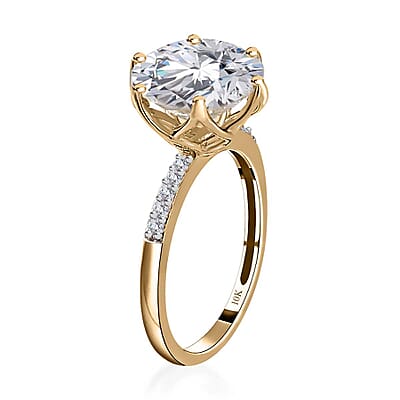 Luxoro Moissanite 4.75 ctw Ring in 10K Yellow Gold, Solitaire Engagement Ring For Women, Promise Rings (Size 10.0)