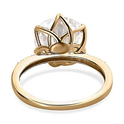 Luxoro Moissanite 4.75 ctw Ring in 10K Yellow Gold, Solitaire Engagement Ring For Women, Promise Rings (Size 10.0)