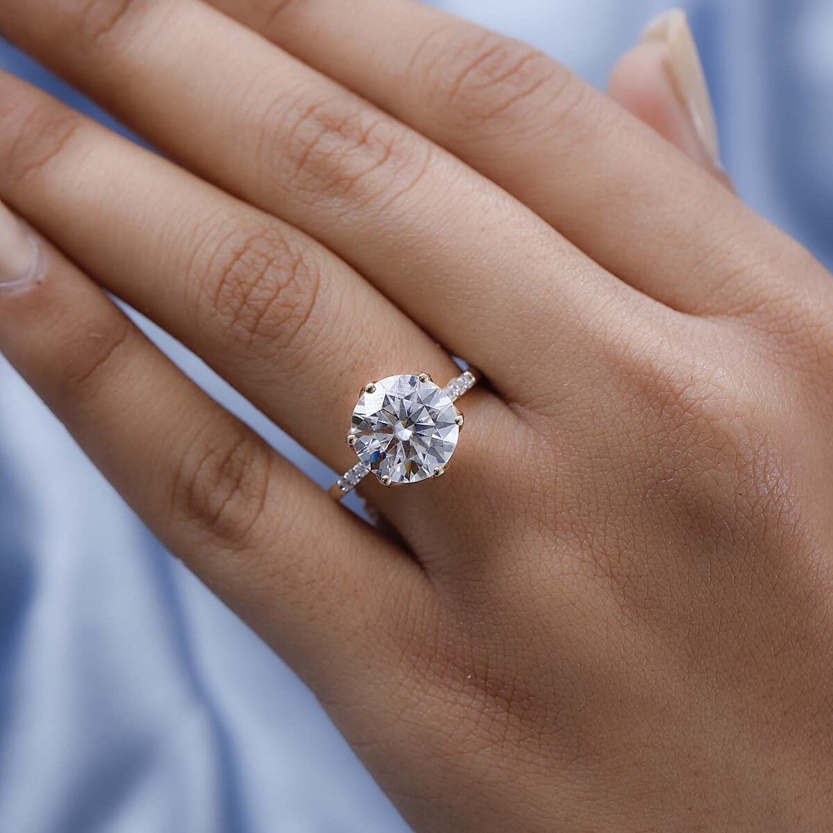 Moissanite 4.75 ctw Ring in 10K Yellow Gold, Solitaire Engagement Ring For Women, Promise Rings (Size 8.0) image number 2