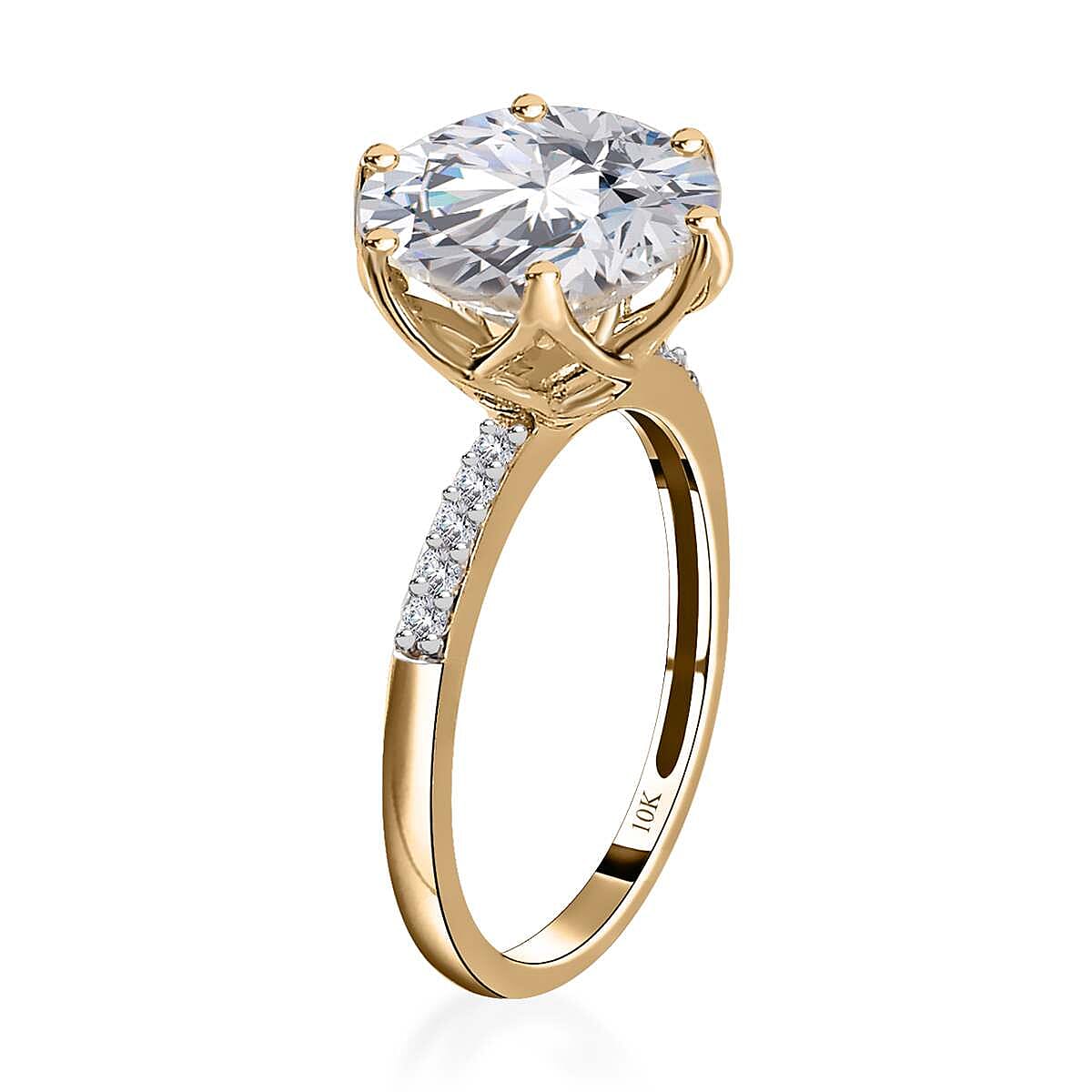 Moissanite 4.75 ctw Ring in 10K Yellow Gold, Solitaire Engagement Ring For Women, Promise Rings (Size 8.0) image number 3