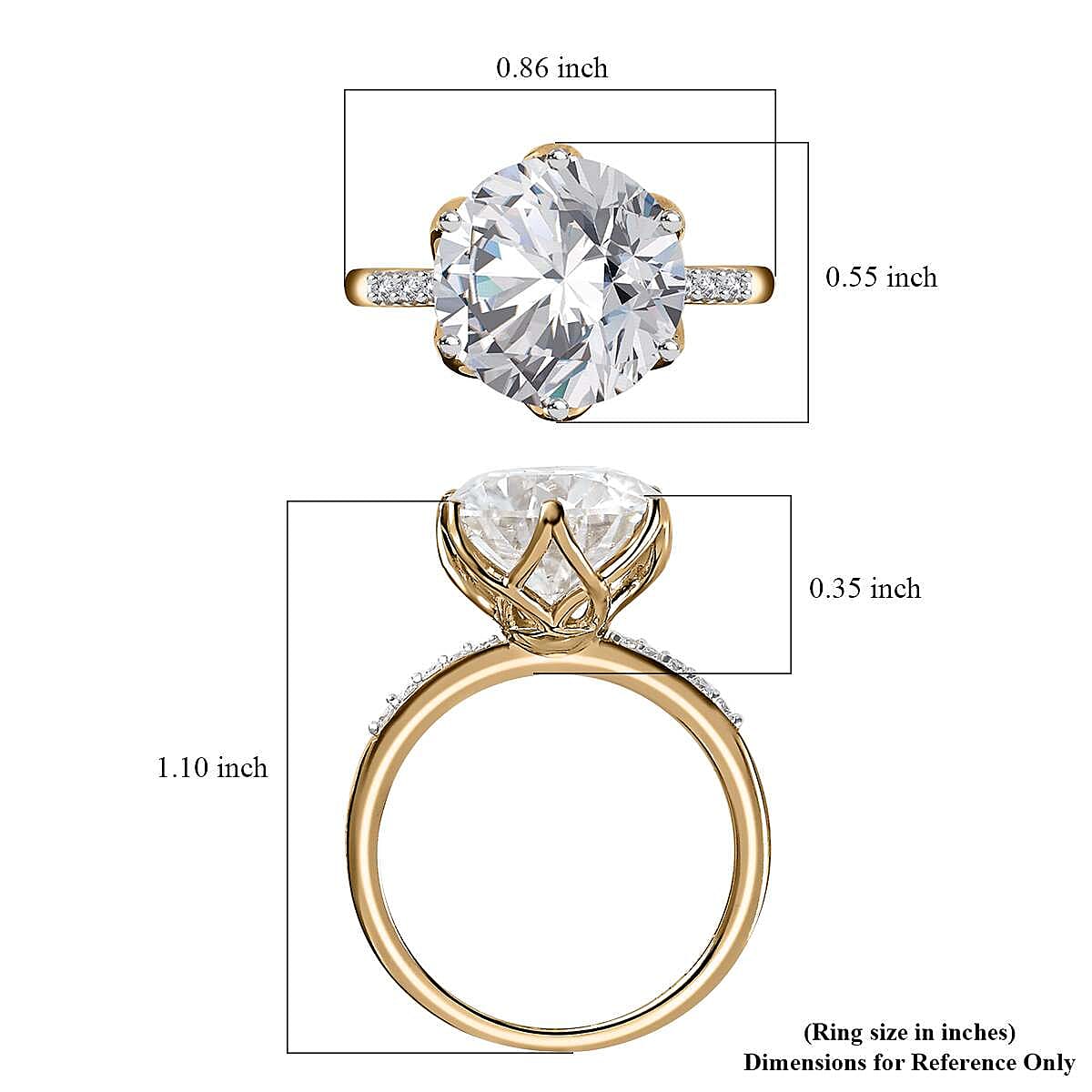 Moissanite 4.75 ctw Ring in 10K Yellow Gold, Solitaire Engagement Ring For Women, Promise Rings (Size 8.0) image number 5