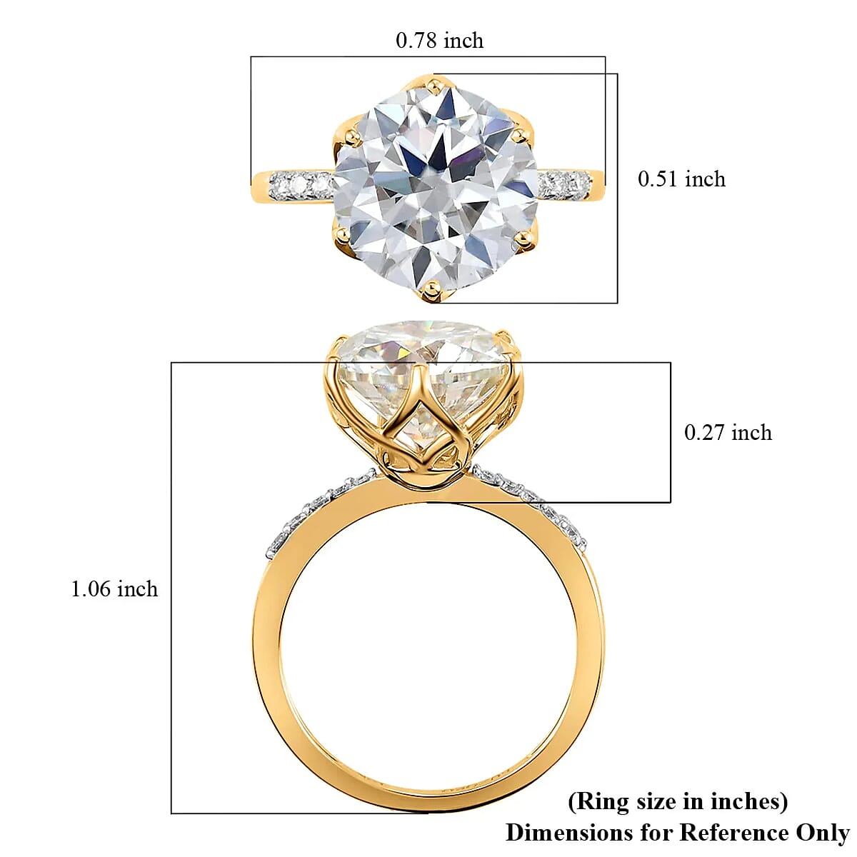 Moissanite 4.75 ctw Ring in 10K Yellow Gold, Solitaire Engagement Ring For Women, Promise Rings (Size 8.0) image number 6