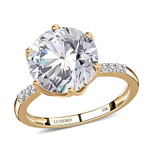 Luxoro 10K Yellow Gold Moissanite Ring, Solitaire Engagement Ring For Women, Promise Rings 4.75 ctw (Size 9.0)