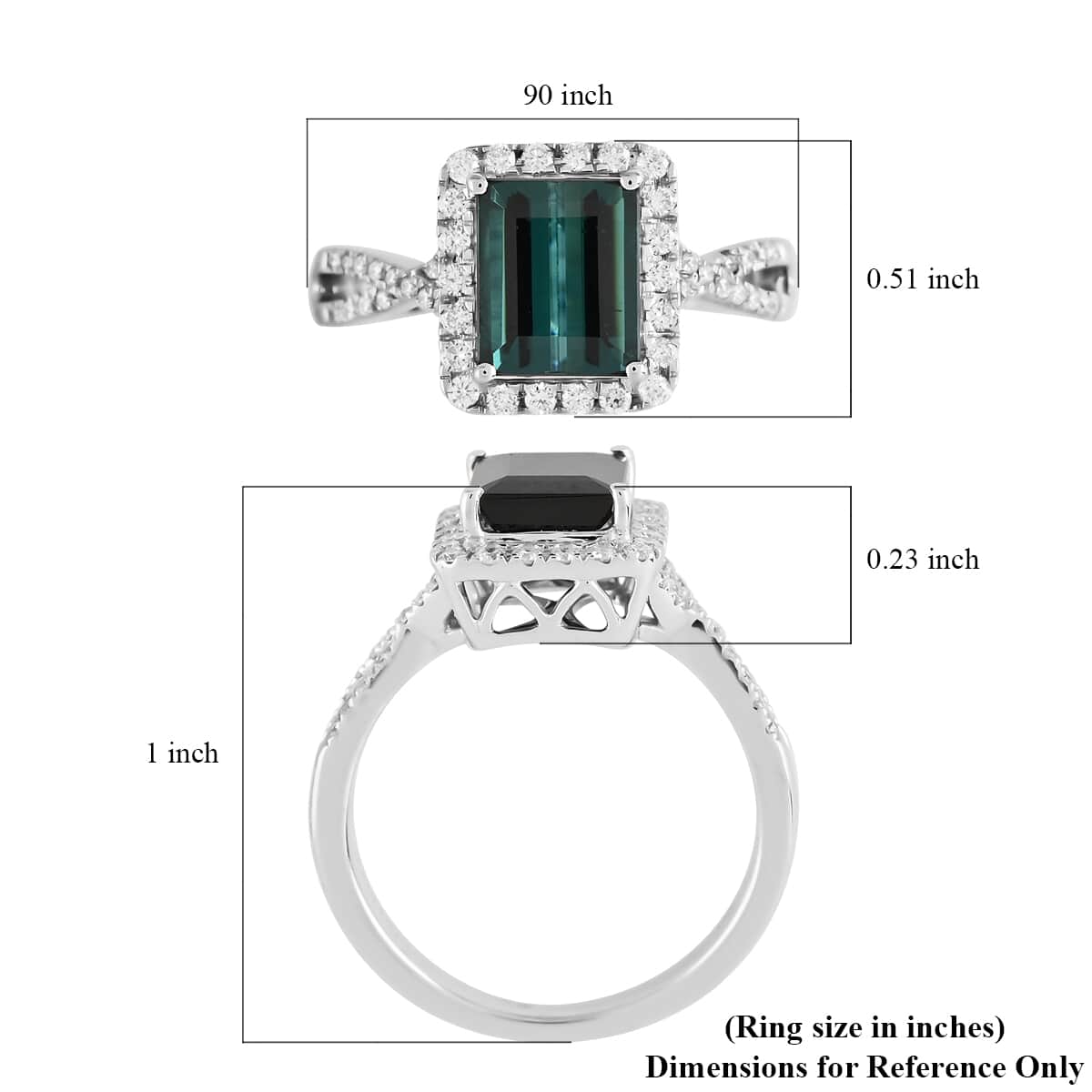 Certified and Appraised Rhapsody 950 Platinum AAAA Monte Belo Indicolite and E-F VS Diamond Halo Ring (Size 7.0) 6.07 Grams 2.20 ctw image number 4