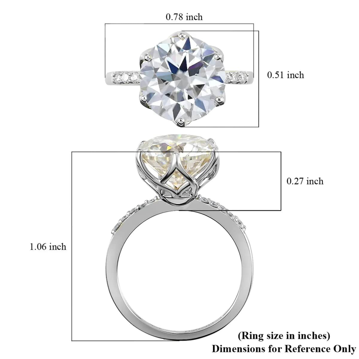 Luxoro 10K White Gold Moissanite (Rnd 11 mm) Ring, Solitaire Engagement Ring For Women, Promise Rings (Size 10.0) 4.75 ctw image number 6