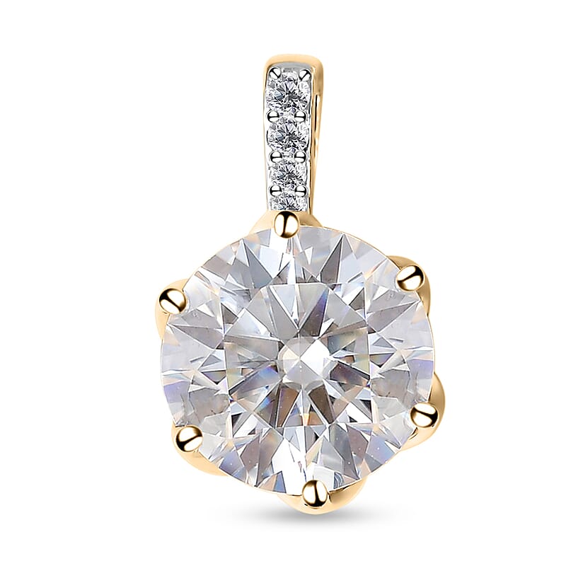 Luxoro 10K Yellow Gold Moissanite Pendant, Solitaire Pendant, Solitaire Gold Pendant, Wedding Gifts For her 4.65 ctw