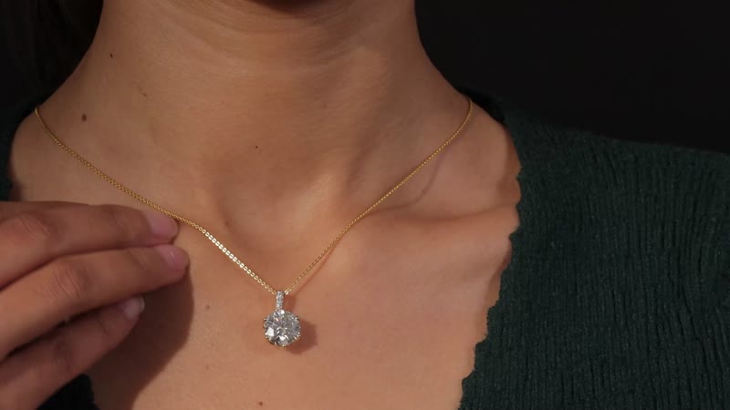 LUXORO 10K Yellow Gold Moissanite VS EF Solitaire Pendant 4.65 ctw