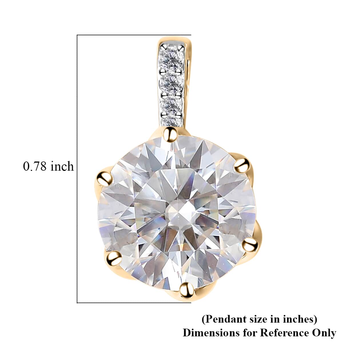 LUXORO 10K Yellow Gold Moissanite VS EF Solitaire Pendant 4.65 ctw image number 5