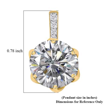 LUXORO 10K Yellow Gold Moissanite VS EF Solitaire Pendant 4.65 ctw image number 6