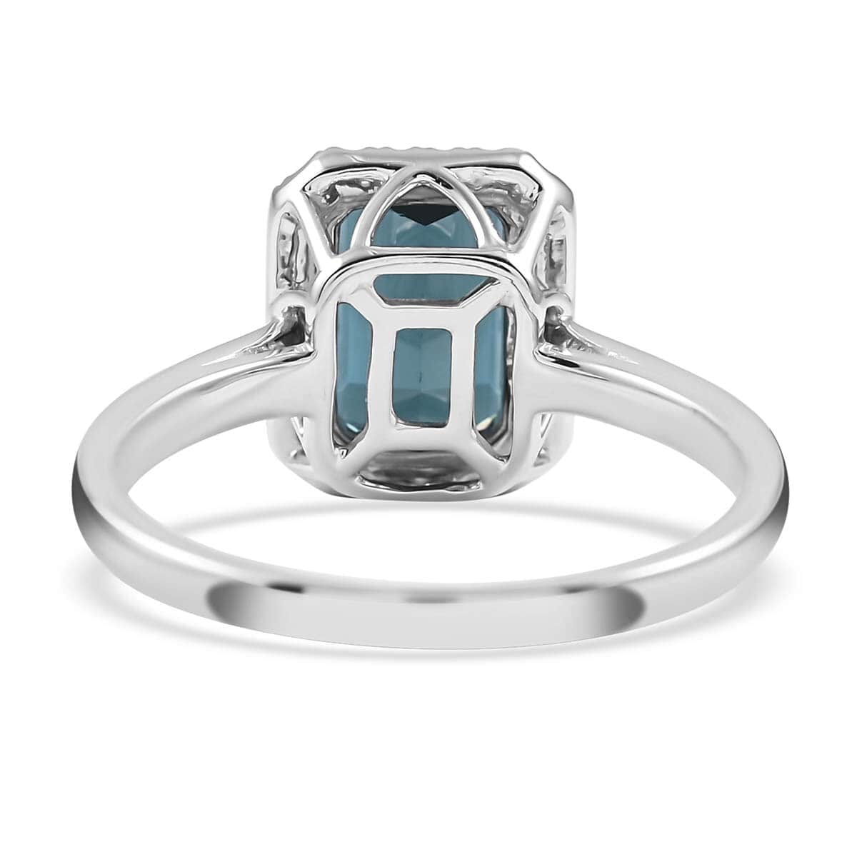 Certified & Appraised RHAPSODY 950 Platinum AAAA Monte Belo Indicolite and E-F VS Diamond Halo Ring (Size 6.0) 5.65 Grams 1.70 ctw image number 4