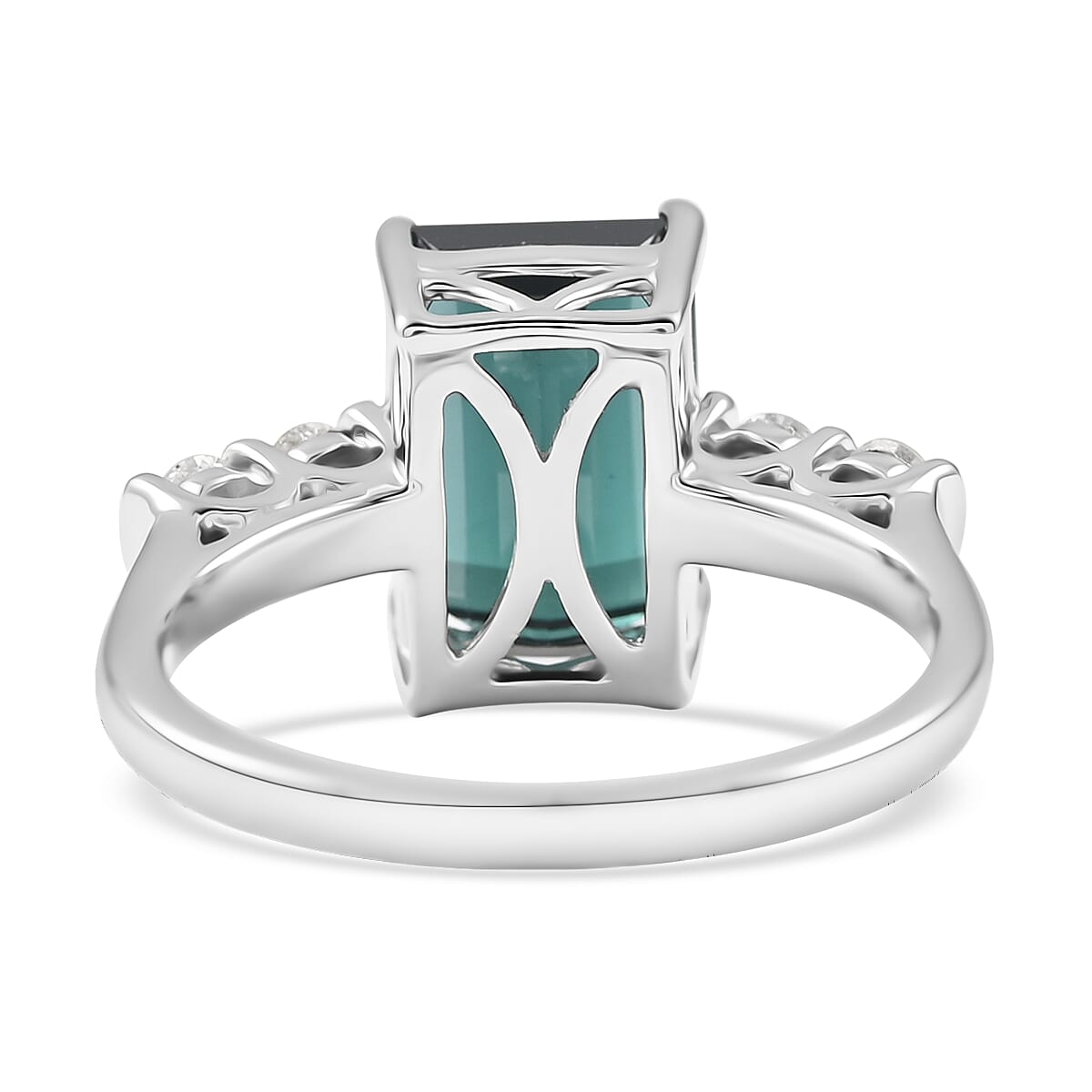 Certified & Appraised RHAPSODY 950 Platinum AAAA Monte Belo Indicolite and Diamond E-F VS Ring (Size 7.0) 5.60 Grams 3.05 ctw image number 4