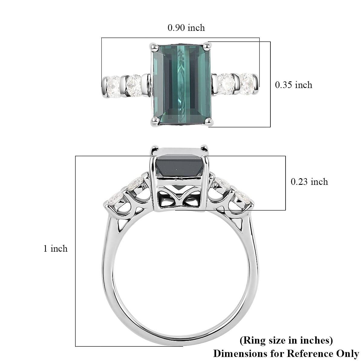 Certified & Appraised RHAPSODY 950 Platinum AAAA Monte Belo Indicolite and Diamond E-F VS Ring (Size 7.0) 5.60 Grams 3.05 ctw image number 5