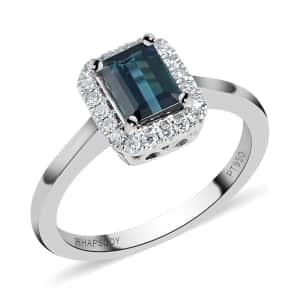 Certified & Appraised Rhapsody AAAA Monte Belo Indicolite and E-F VS Diamond 1.20 ctw Ring in 950 Platinum (Size 7.0)