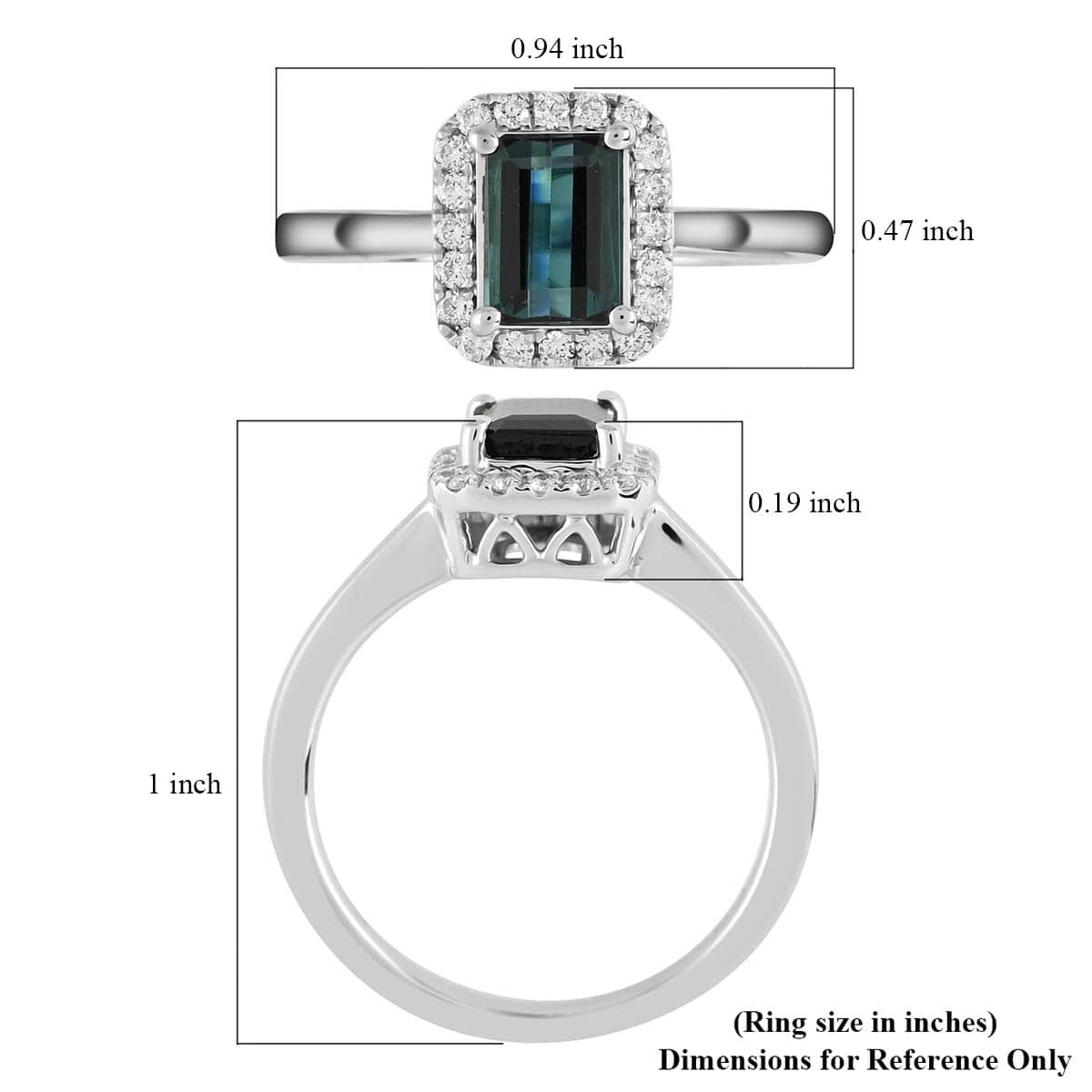 Certified & Appraised Rhapsody AAAA Monte Belo Indicolite and E-F VS Diamond 1.20 ctw Ring in 950 Platinum (Size 7.0) image number 4