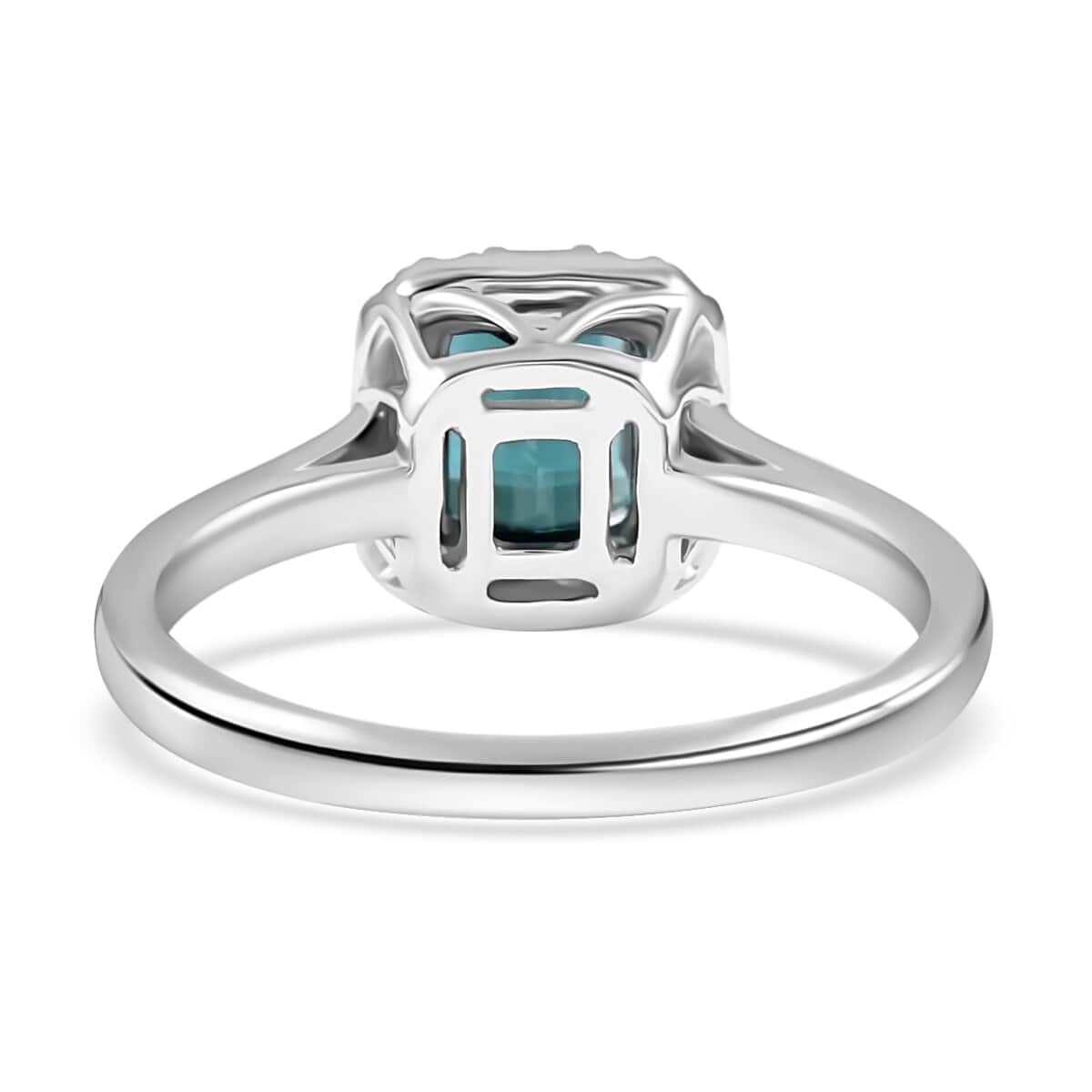 Certified & Appraised Rhapsody 950 Platinum AAAA Monte Belo Indicolite and E-F VS Diamond Halo Ring (Size 7.0) 5.60 Grams 1.20 ctw image number 4