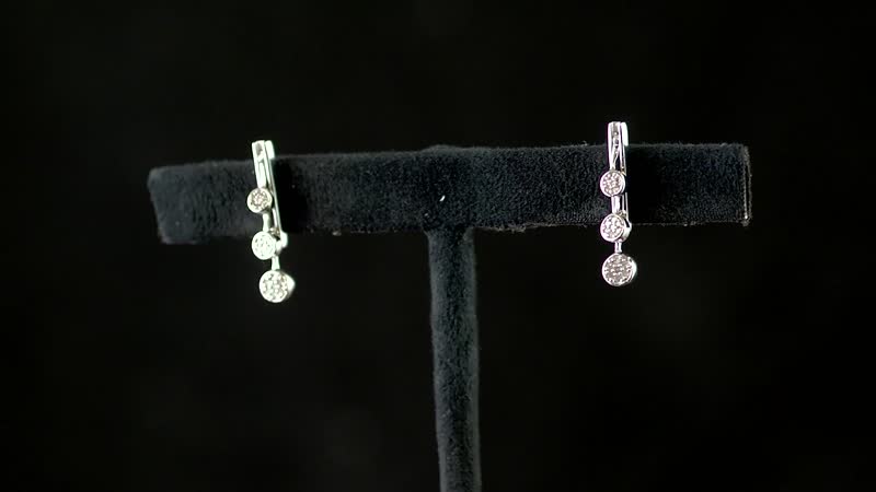 Natural Champagne and White Diamond Dangle Earrings in Rhodium and Platinum Over Sterling Silver 0.50 ctw