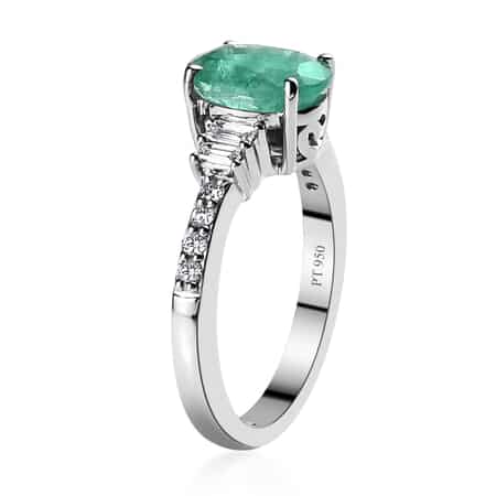 RHAPSODY 950 Platinum AAAA Ethiopian Emerald and E-F VS Diamond Solitaire Ring (Size 6.0) 5.40 Grams 1.90 ctw image number 3