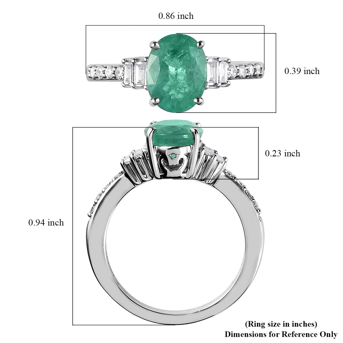 RHAPSODY 950 Platinum AAAA Ethiopian Emerald and E-F VS Diamond Solitaire Ring (Size 6.0) 5.40 Grams 1.90 ctw image number 5