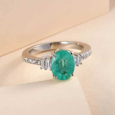 Rhapsody 950 Platinum AAAA Ethiopian Emerald and E-F VS Diamond Ring (Size 8.0) 5.40 Grams 1.90 ctw image number 1