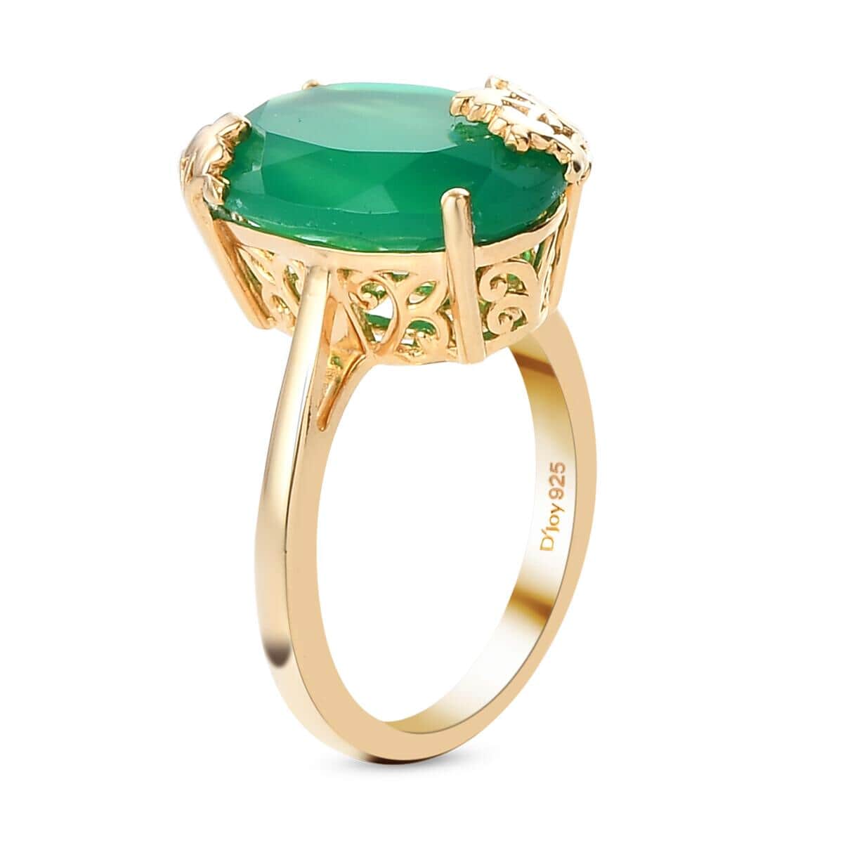 Verde Onyx Solitaire Ring in Vermeil Yellow Gold Over Sterling Silver (Size 10.0) 7.65 ctw image number 3