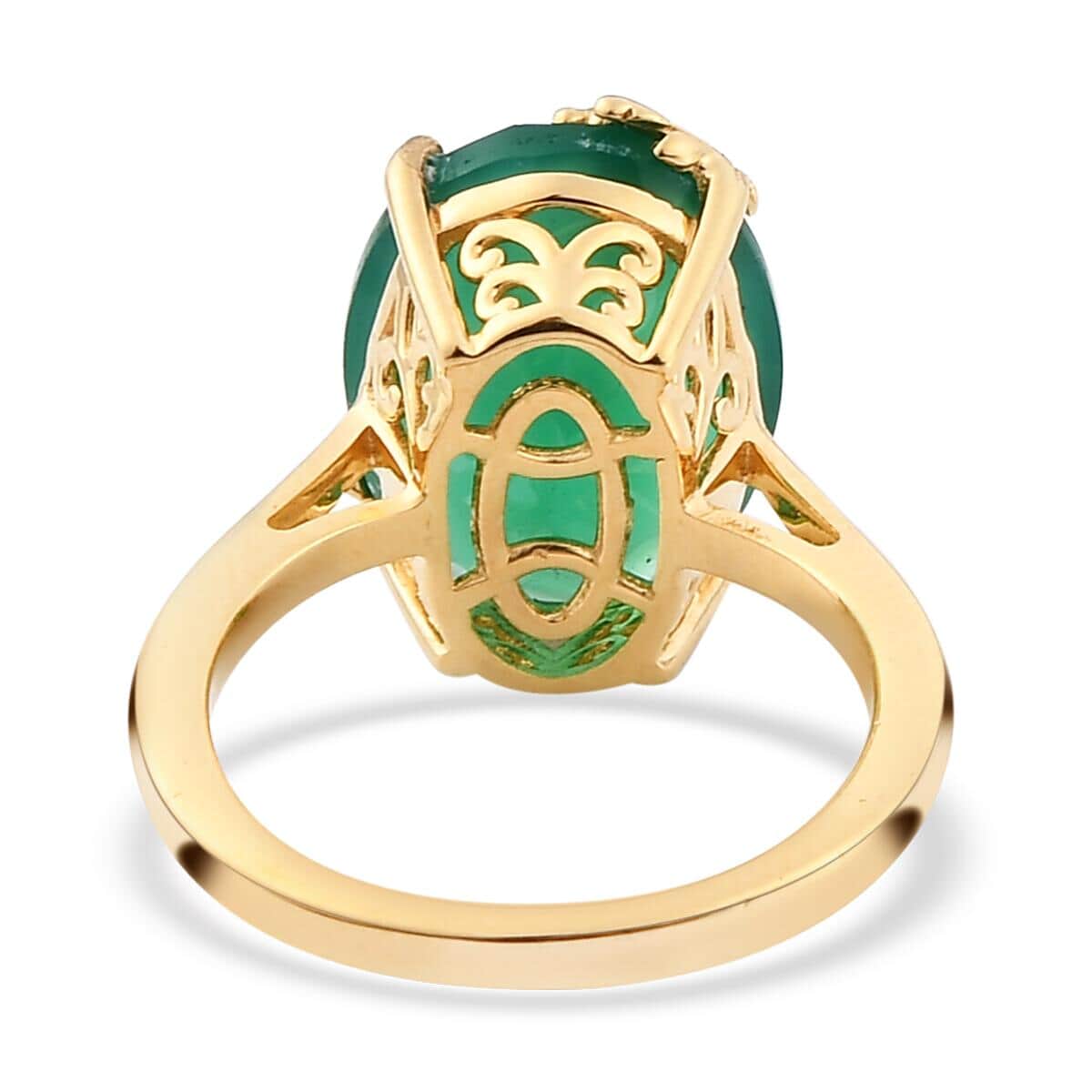 Verde Onyx Solitaire Ring in Vermeil Yellow Gold Over Sterling Silver (Size 10.0) 7.65 ctw image number 4