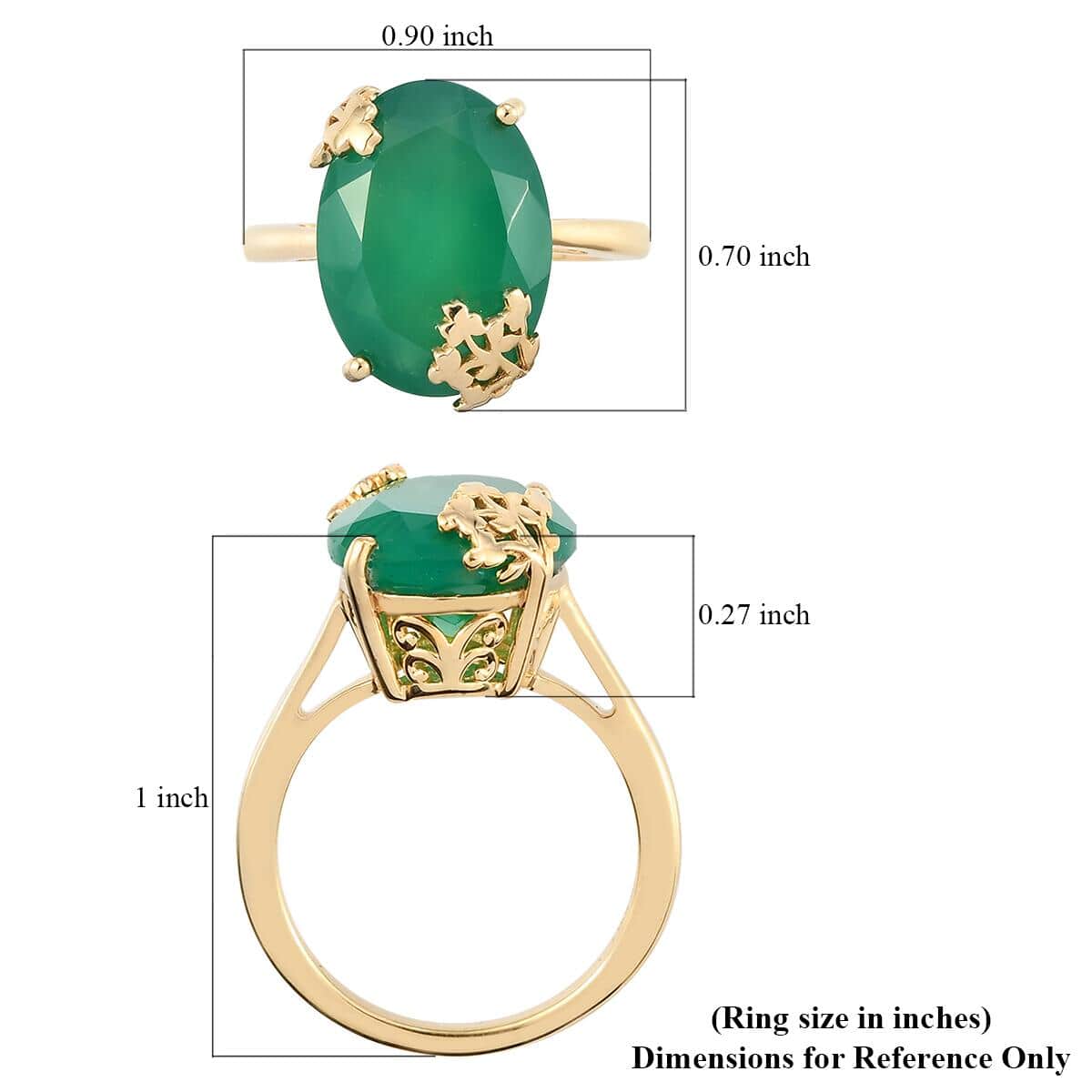 Verde Onyx Solitaire Ring in Vermeil Yellow Gold Over Sterling Silver (Size 10.0) 7.65 ctw image number 5