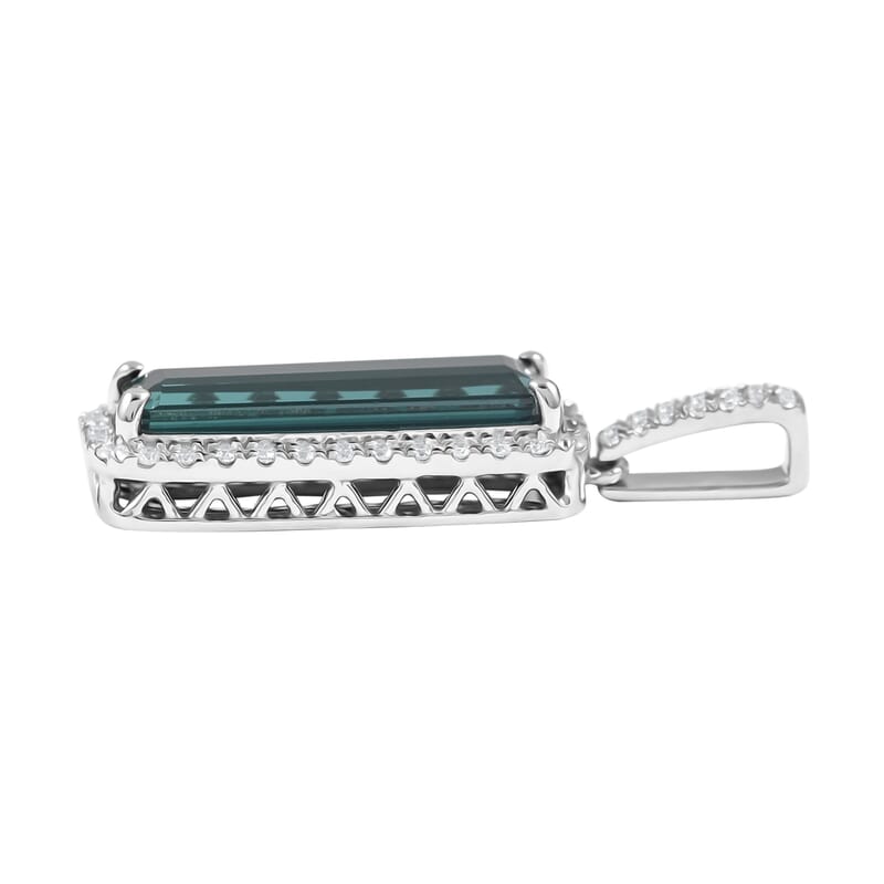 Rhapsody 950 Platinum AAAA Monte Belo Indicolite and E-F VS Diamond Halo Pendant 3.20 ctw