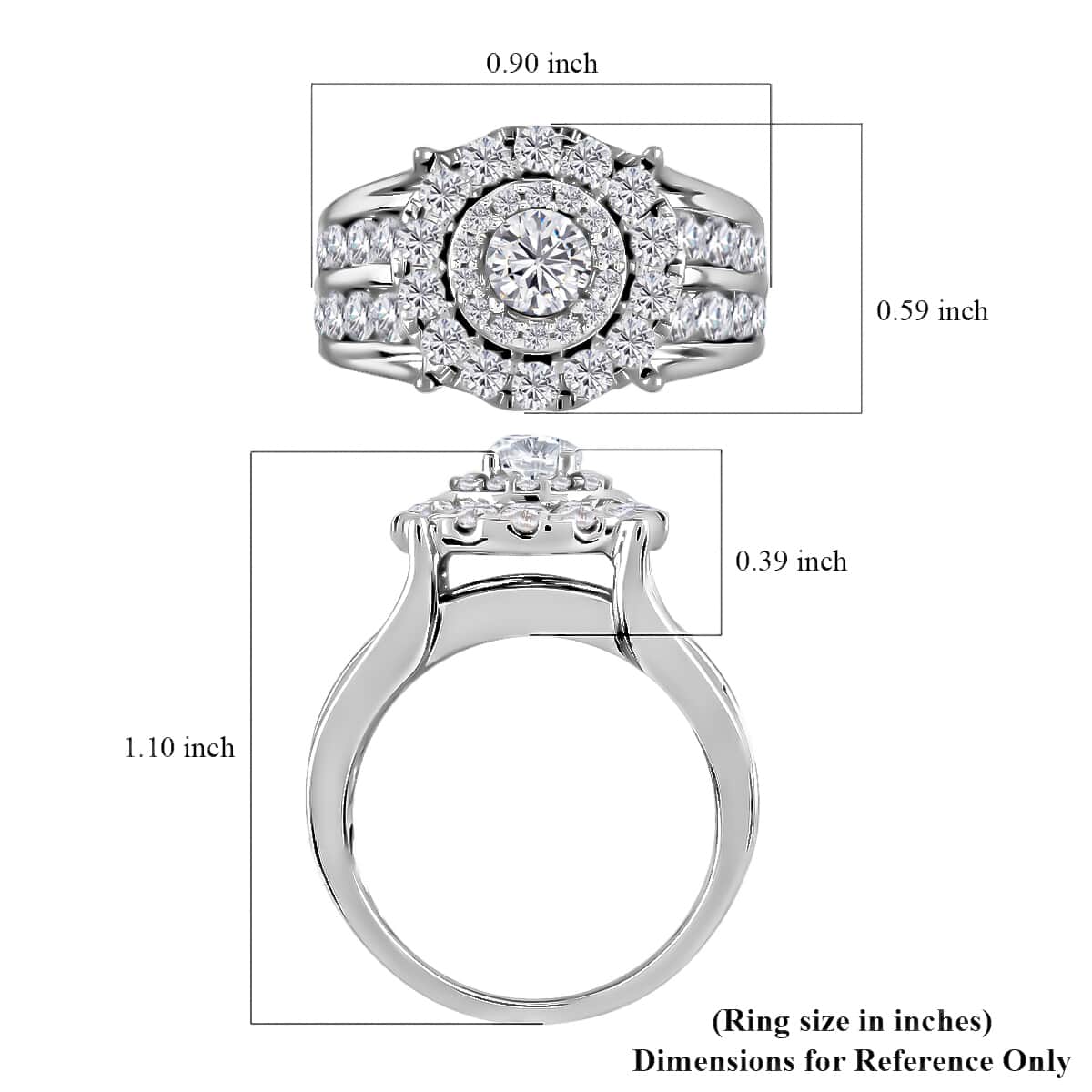 NY Closeout 14K White Gold Diamond Halo Bridge Ring (Size 7.0) 7.85 Grams 3.10 ctw image number 4