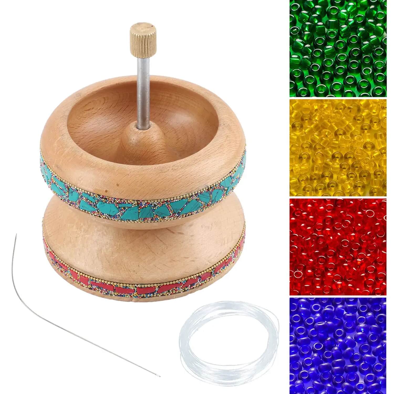 Buy Seed Bead Spinner with Big Eye Beading Needle, Clay Bead Spinner Kit  Waist Beads Kit for Jewelry Making Bracelet Maker Stringing Pinewood Wooden  Crafting at ShopLC.