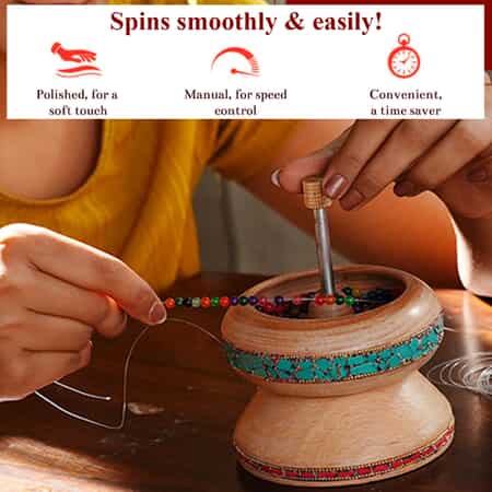 Pine Wooden Bead Spinner with Needle & Fish Wire for Bracelet Jewelry  Making