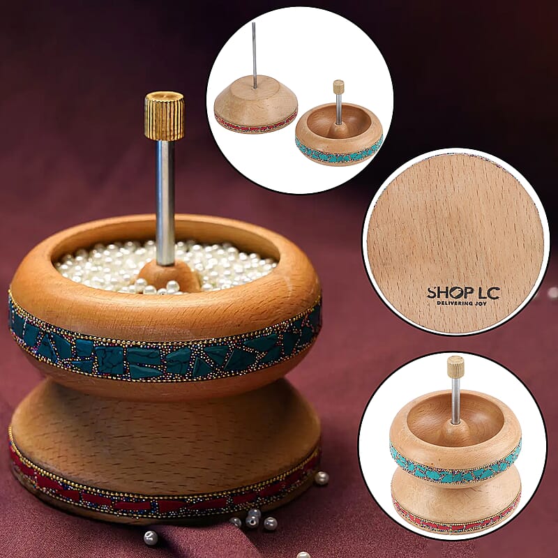 Seed Bead Spinner with Big Eye Beading Needle, Clay Bead Spinner Kit Waist Beads Kit for Jewelry Making Bracelet Maker Stringing Pinewood Wooden Crafting