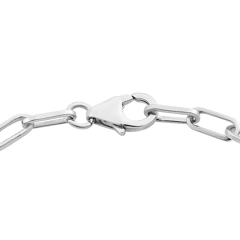 AAA Kagem Zambian Emerald and White Zircon Paper Clip Station Bracelet in Platinum Over Sterling Silver (6.50 In) 1.85 ctw
