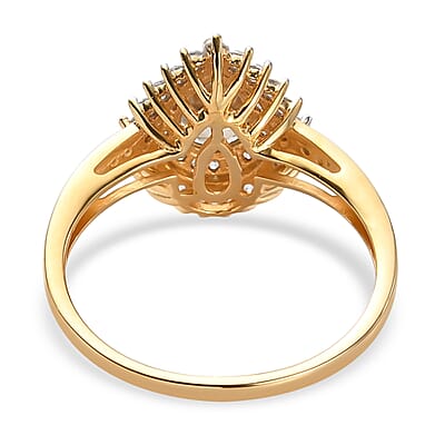 AAA Turkizite and Natural White Zircon Double Halo Ring in Vermeil Yellow Gold Over Sterling Silver (Size 10.0) 1.25 ctw