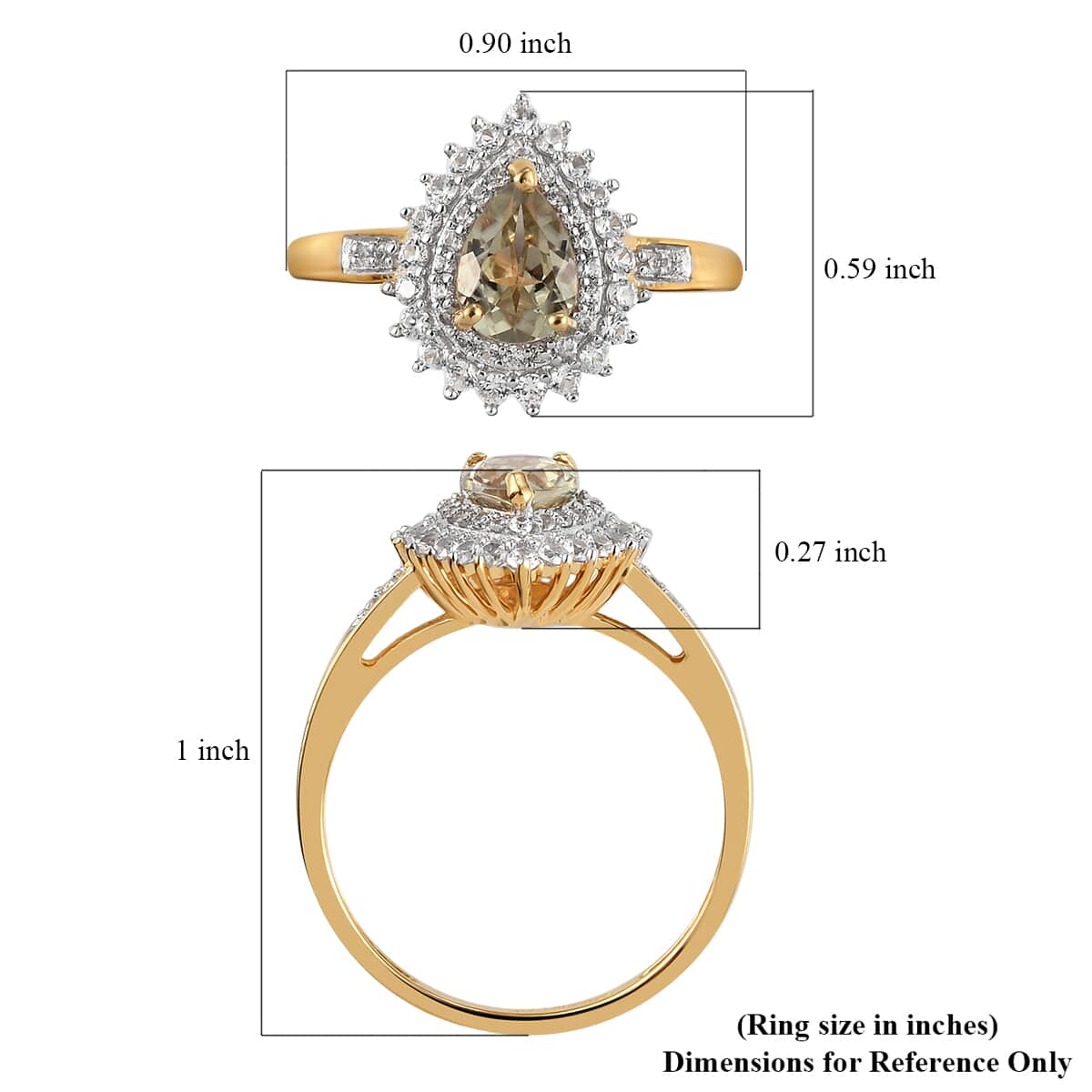 AAA Turkizite and Natural White Zircon Double Halo Ring in Vermeil Yellow Gold Over Sterling Silver (Size 7.0) 1.25 ctw image number 5