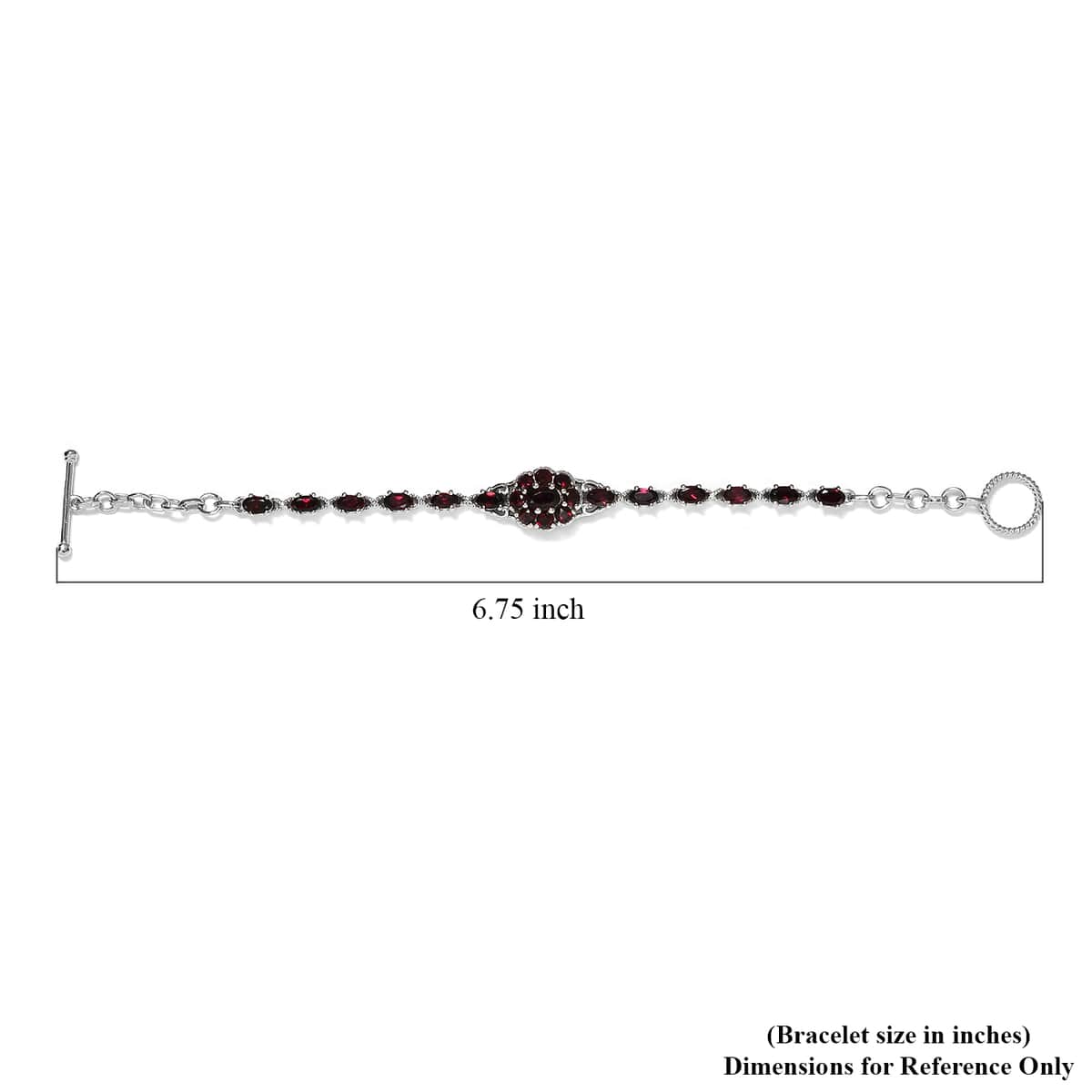 Arizona Anthill Garnet Toggle Clasp Bracelet in Platinum Over Sterling Silver (8.00 In) 8.85 Grams 5.25 ctw image number 4