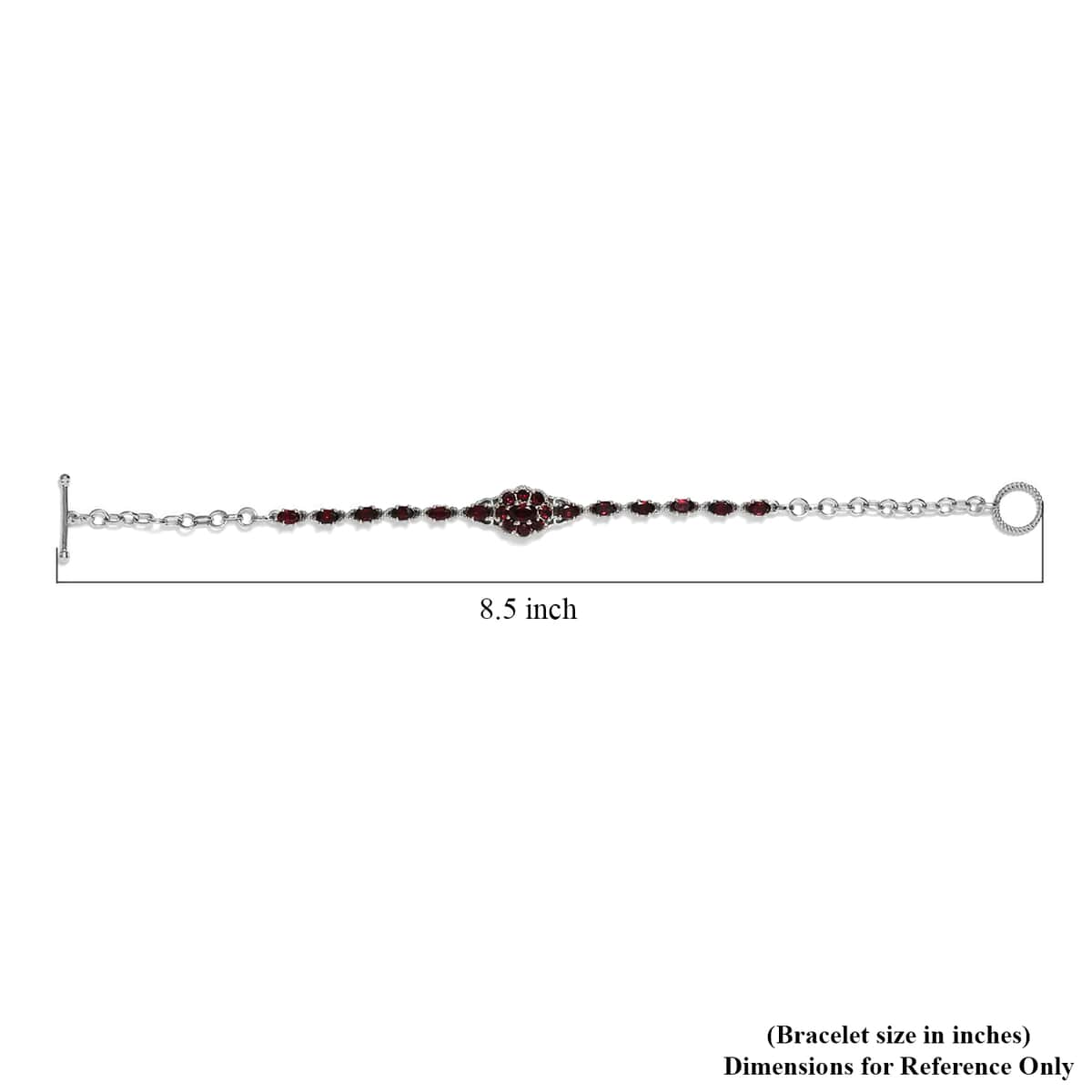 American Arizona Anthill Garnet Toggle Clasp Bracelet in Platinum Over Sterling Silver (8.00 In) 8.85 Grams 5.25 ctw image number 4