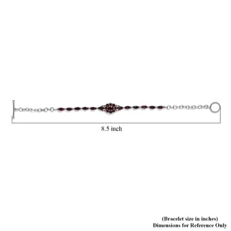 American Arizona Anthill Garnet Toggle Clasp Bracelet in Platinum Over Sterling Silver (8.00 In) 8.85 Grams 5.25 ctw image number 4