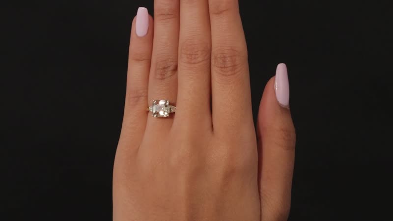 ILIANA 18K Yellow Gold Asscher Cut AAA Turkizite and G-H SI Diamond Ring 3.20 Grams 2.90 ctw