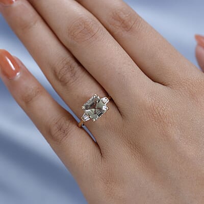 Asscher Cut AAA Turkizite and G-H SI Diamond 2.90 ctw Ring in 18K Yellow Gold (Size 10.0)