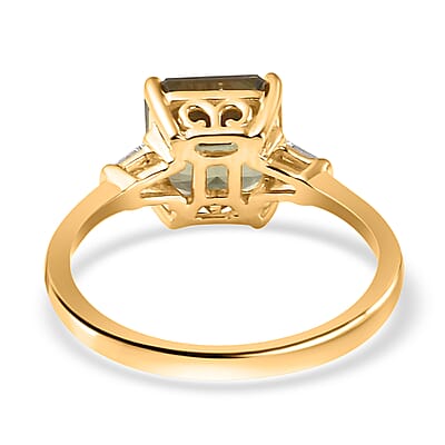 Asscher Cut AAA Turkizite and G-H SI Diamond 2.90 ctw Ring in 18K Yellow Gold (Size 10.0)