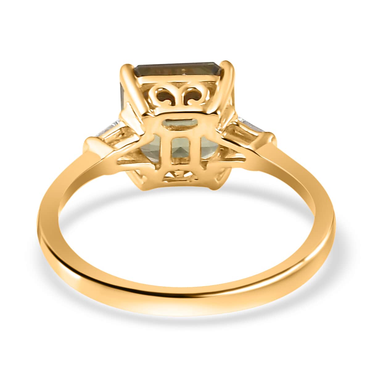 18K Yellow Gold Asscher Cut AAA Turkizite and G-H SI Diamond Ring (Size 10.0) 2.90 ctw image number 4