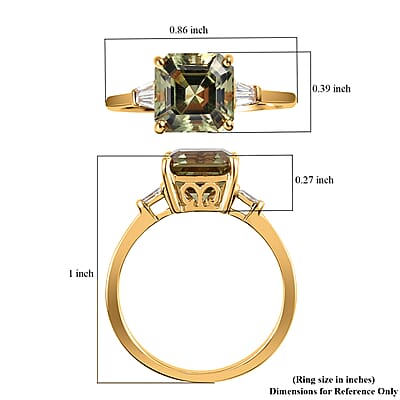Asscher Cut AAA Turkizite and G-H SI Diamond 2.90 ctw Ring in 18K Yellow Gold (Size 10.0)