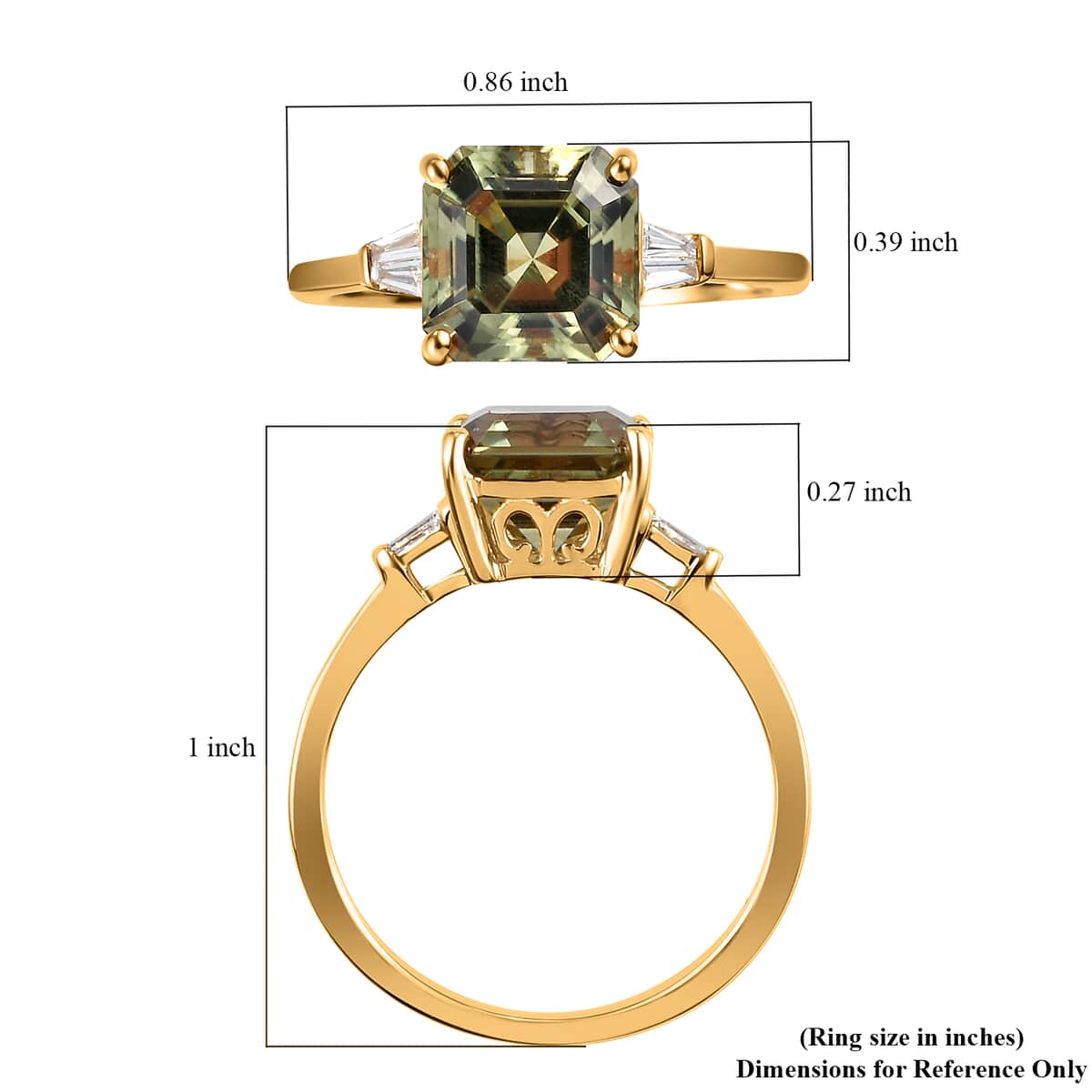 18K Yellow Gold Asscher Cut AAA Turkizite and G-H SI Diamond Ring (Size 10.0) 2.90 ctw image number 5