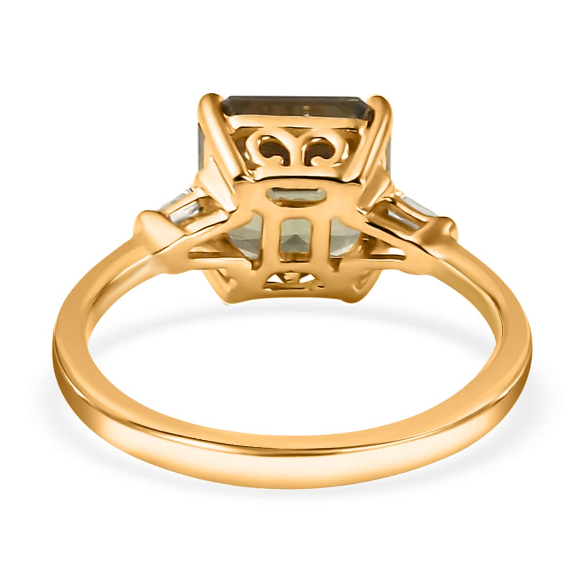 Asscher Cut AAA Turkizite and G-H SI Diamond 2.90 ctw Ring in 18K Yellow Gold (Size 7.0) image number 4