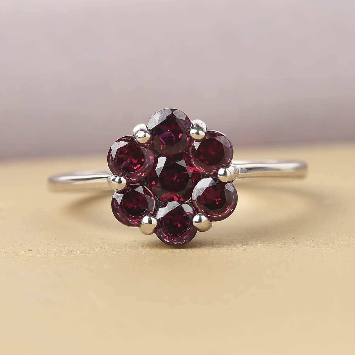 American Arizona Anthill Garnet Floral Ring in Platinum Over Sterling Silver (Size 6.0) 1.75 ctw image number 1